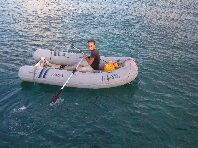Raf rowing the dink... 