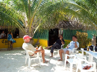 Here we are hanging out at the beach bar at Punta Allen.