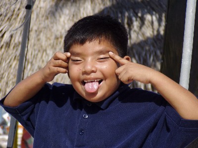 Local kid hamming it up...