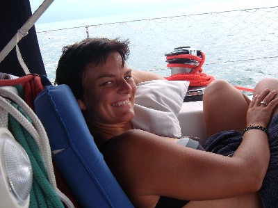 Roos, lounging out during our lunch anchorage... 