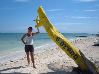 Roos, hanging out at the beach in Punta Allen... 