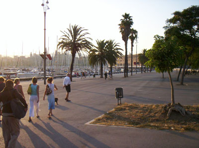 Barcelona's waterfront park and promenade. 