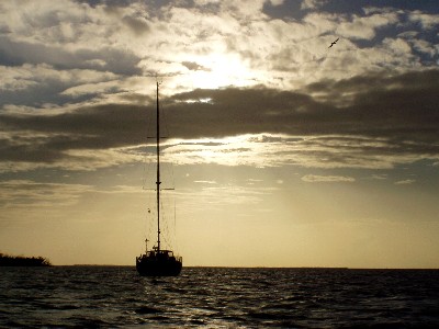 Great sunset shot of Andiamo at anchor. 