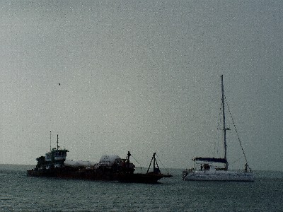 The cargo barge getting close!