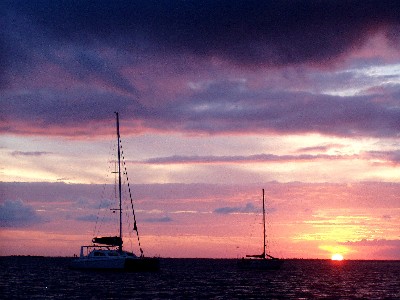 The sunset that was waiting for us as soon as we dropped anchor. 