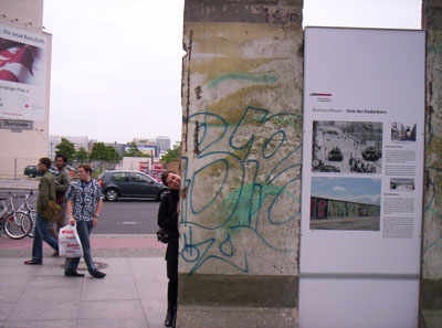 Miriam, by a section of the old Berlin Wall. 