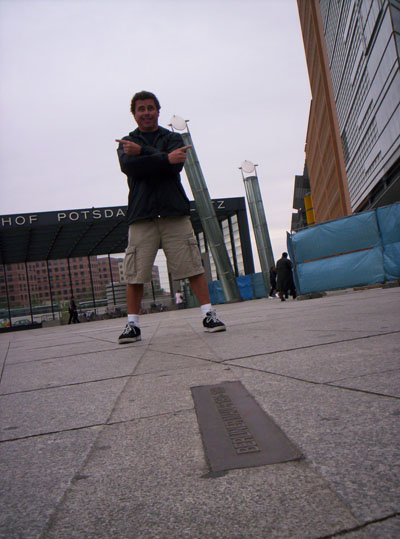 Me, standing on both sides of the 'wall' line.