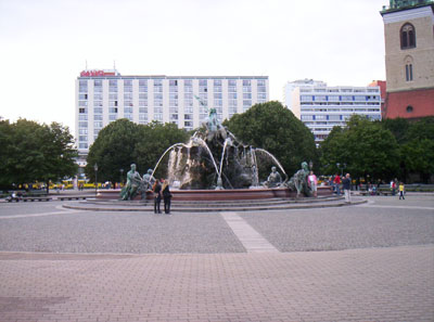 A statue of Poseidon, off of Alexanderplatz