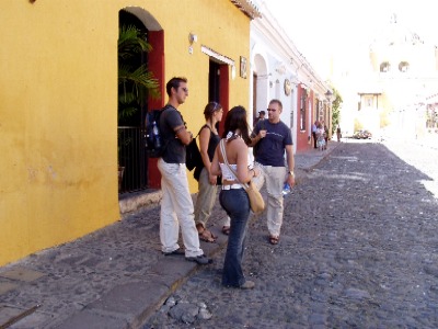 The gang talking on the street...