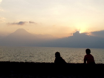 Kids at sunset