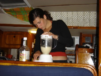 Miriam and our blender, blending up lots of trouble...