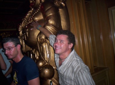Me rubbing the buddha belly at the China Club Me rubbing the buddha belly at the China Club