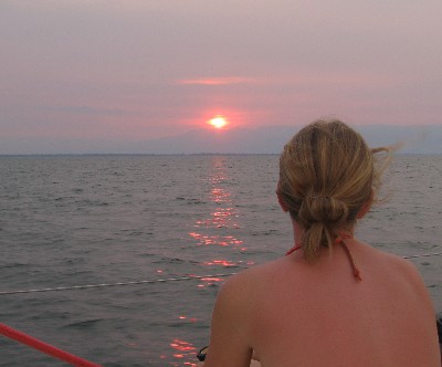 Saartje watching the sunset