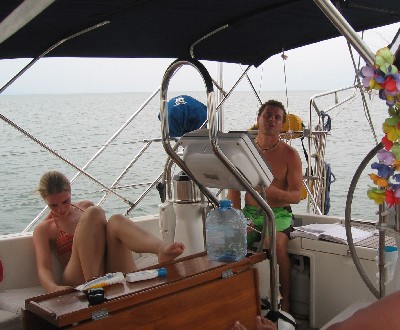 Saartje and me hanging out in the cockpit