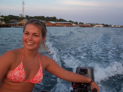 Lotte on the dinghy