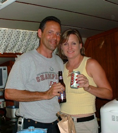 Pam and Dan onboard, doing what they do best (Dan actually drank BEER the whole time he was onboard vs. his usual diet coke, we're so very proud of him.)
