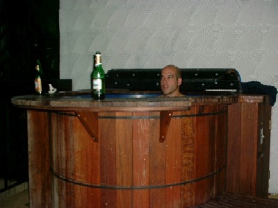 Paulie, basking in the hot tub at their fabulous Coconut Grove hotel room (they ended up wimping out of sleeping on the boat, except for Paulie)