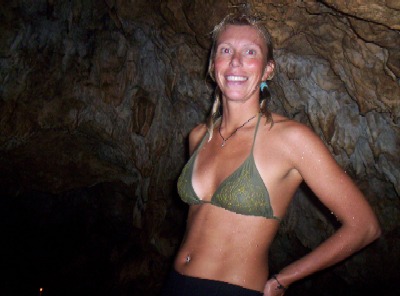 Here's Anne after a nice swim through many of the pools and hidden caves. Anne after a nice afternoon swim