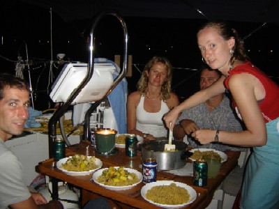 Linda serving us dinner!